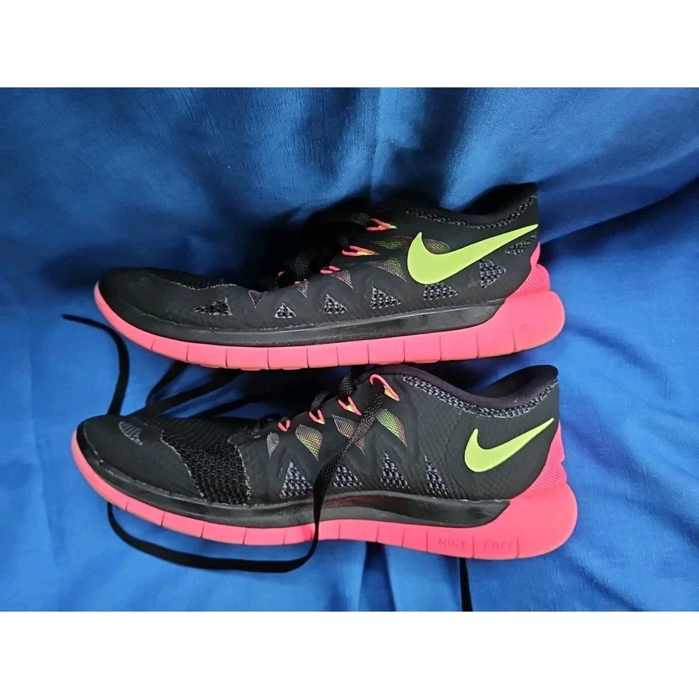 Nike Free 5.0 Tr Fit‎ 5 Cross Training Shoes Sneakers Black Volt Hyper Pink Neon